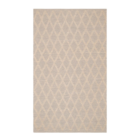 Textured Diamond Grey/Ivory Handwoven Cotton Rug