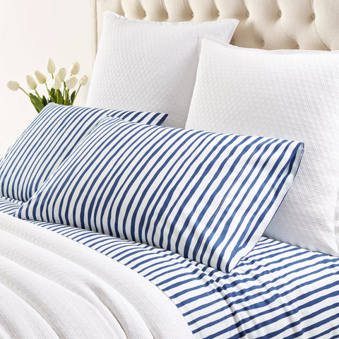 Painterly Stripe Navy Sheet Set