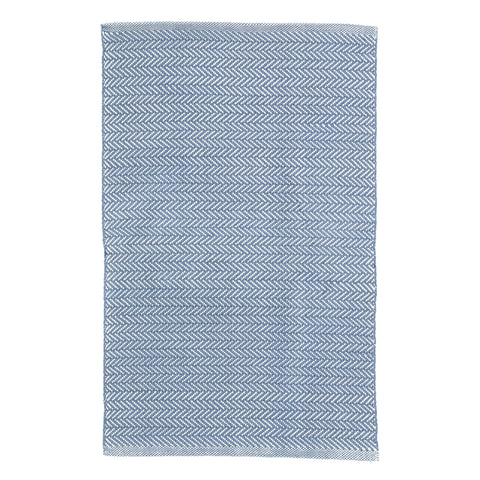 Herringbone Denim/Ivory Handwoven Indoor/Outdoor Rug