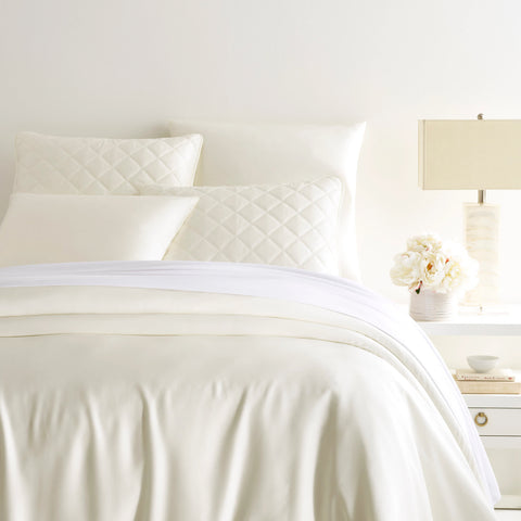 Silken Solid Ivory Duvet Cover