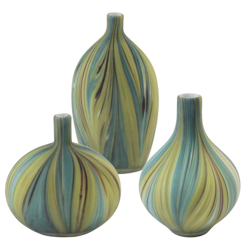 Green Wave Vases/Set of 3