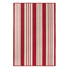 Abby Ticking Red Machine Washable Rug