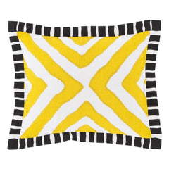 Arrows Linen Yellow/White Embroidered Decorative Pillow Cover