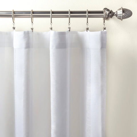 Striped Sheer White Curtain Panel