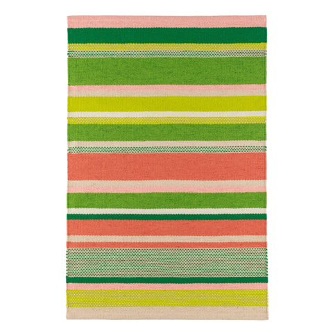 Seed Stitch Stripe Watermelon Handwoven Indoor/Outdoor Rug