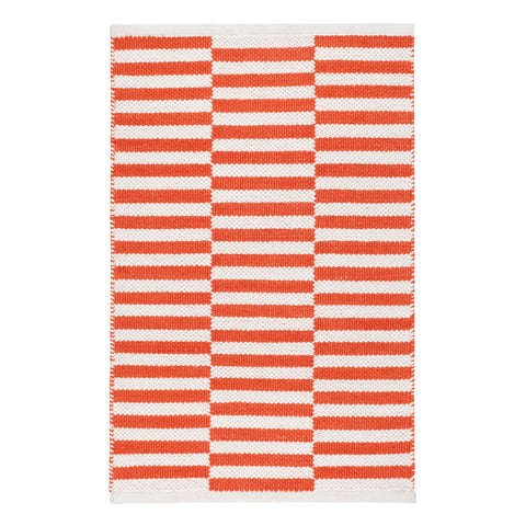 Sailing Stripe Tangerine Handwoven Indoor/Outdoor Rug