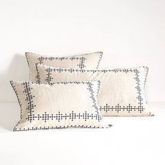 Cross-Stitch Linen Navy Sham