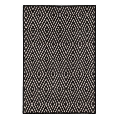 Diamond Black/Ivory Handwoven Indoor/Outdoor Custom Rug