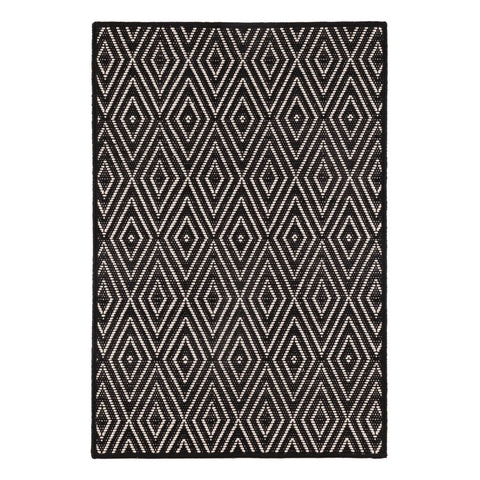 Diamond Black/Ivory Handwoven Indoor/Outdoor Custom Rug