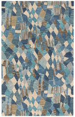 Deer Leap Hand Hooked Wool Rug | Blue