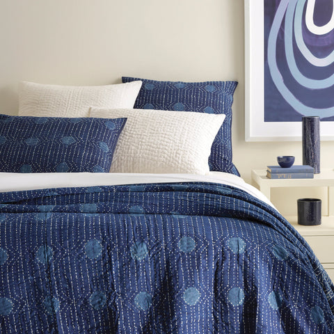 Resist Dot Indigo coverlet