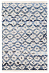 Denim Rag Diamond Handwoven Cotton Rug | Ivory