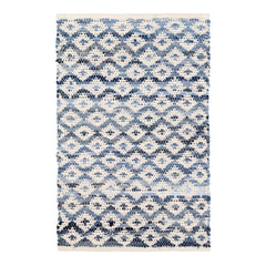 Denim Rag Diamond Ivory Handwoven Cotton Rug