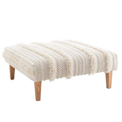 Zhara Stripe Ivory Square Rug Ottoman