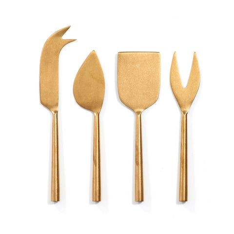 Gold Hand Forged Cheese Knives Set